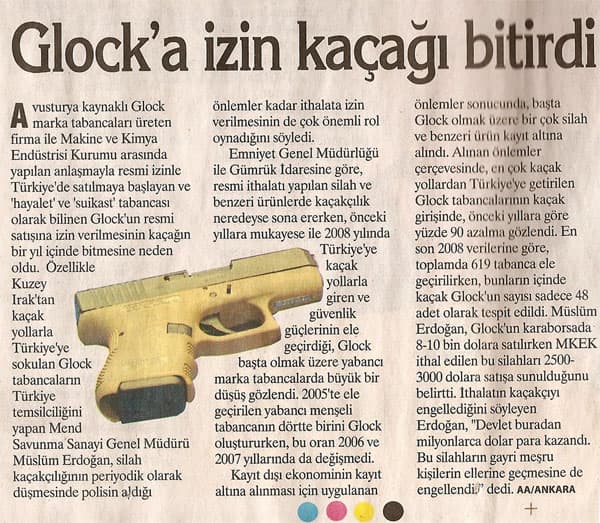 Glock tabancalarının resmi satışına başlanması kaçağı bitirdi.